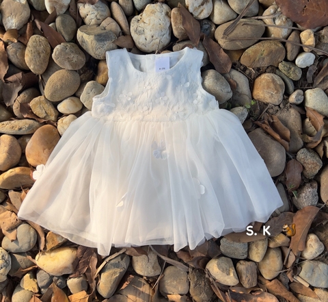 MT - Body váy voan đính hoa ngực+turban(0-18m)