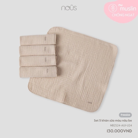 NOUS - Set 5 khăn sữa màu nâu be