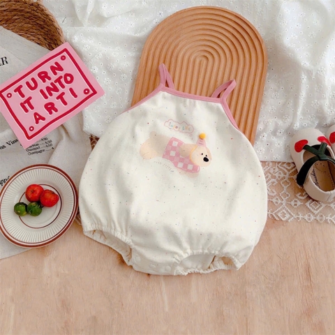 JS - Body cotton 2 dây kem viền hồng cún(66-80)