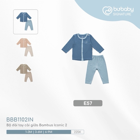 BUBABY - Bộ dài tay cài giữa Bambus Iconic 2(1-6M)