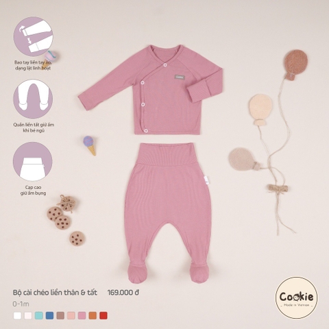 COOKIE Bộ cài chéo liền thân&tất NB