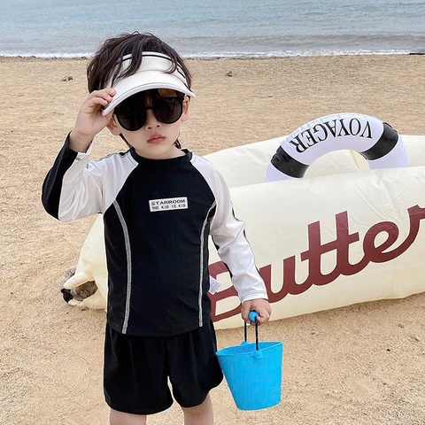 TL - Bộ bơi đen tay phối trắng(90-140)