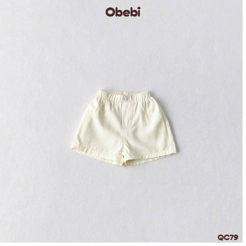 OBEBI - Quần đùi kaki trẻ em thêu OBEBI (73-120)