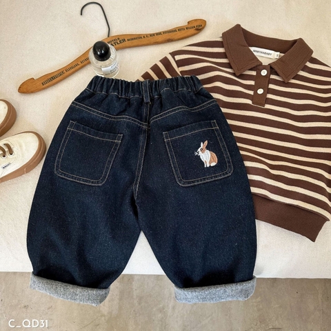 TH Quần JEANS túi thêu thỏ(90-140)