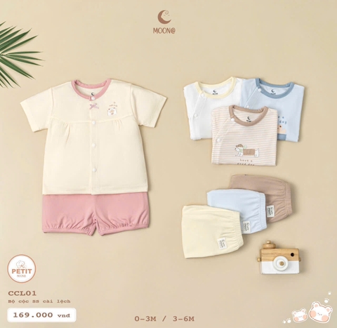 MOON@ - Bộ cộc sơ sinh cài lệch (0-9M)