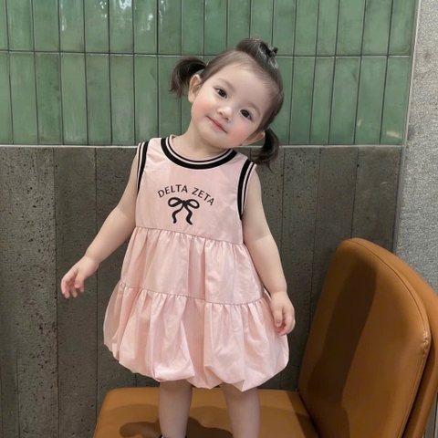 BK - Váy sát nách hồng in nơ (5-13)