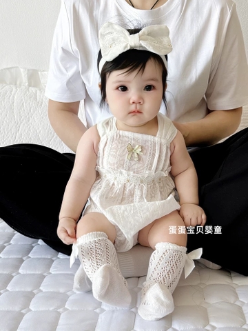 JS - Set body trắng 2 dây đính nơ+turban(66-80)