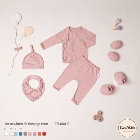 COOKIE Set cài chéo cạp chun(0-6M)