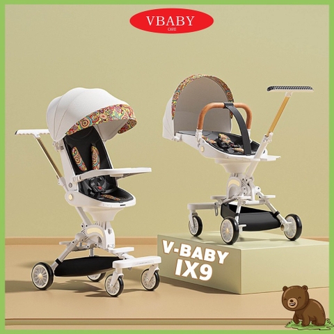 V BABY - XE ĐẨY GẤP GỌN ĐẢO CHIỀU CÓ KHAY ĂN IX9