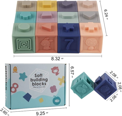 BỘ XẾP HÌNH KHỐI SILICONE MỀM 12 CHI TIẾT