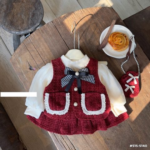 MT - Set váy dạ tweet nơ kẻ (1-5)