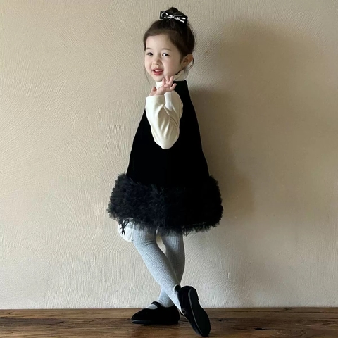 TL - Set áo thun+váy nhung xoè bồng(7-15)