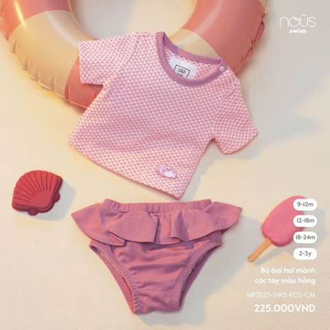 NOUS - Bộ bơi 2 mảnh cộc tay màu hồng(12M-2Y)