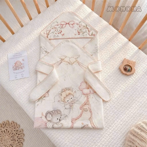 MONONA - Ủ CHOÀNG COTTON WAFLE HOẠ TIẾT CỔ TÍCH