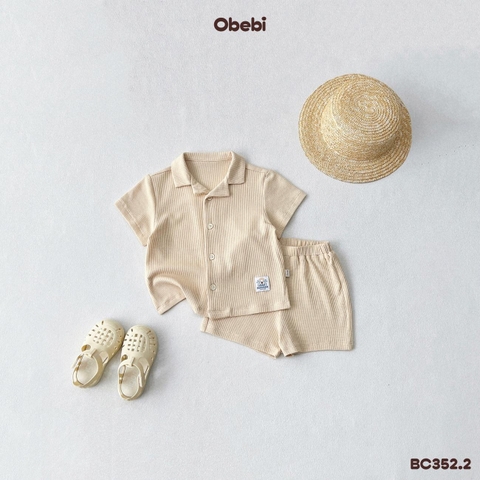 OBEBI - Bộ cộc sơ mi dệt nổi thoáng khí mùa hè OBEBI (73-120)