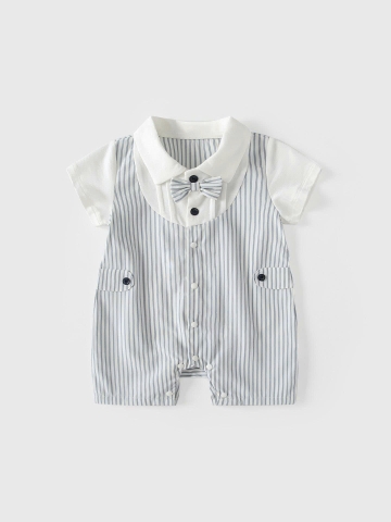 JS - Body công tử xám xanh sọc gile liền cổ nơ (66-80)