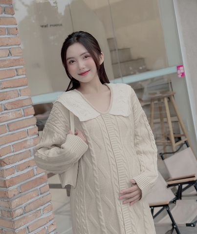 JM Váy len be cổ lá ren (FREESZ 45-70kg)