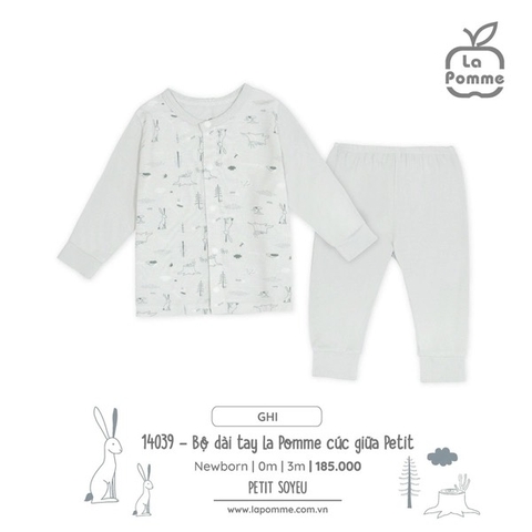 LA POMME Bộ dài tay cúc giữa Petit(NB-3M)