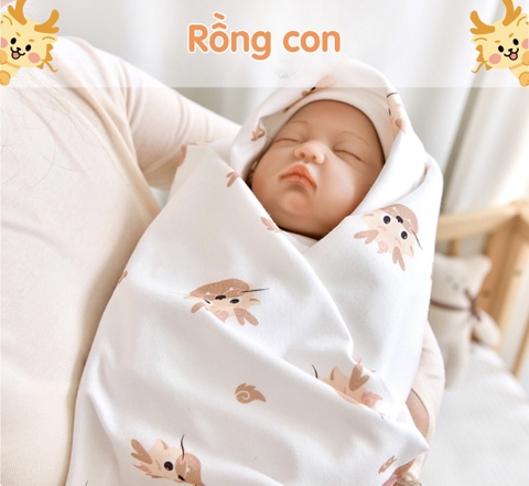 BS - Khăn ủ 1 lớp cotton in hình 100x100cm