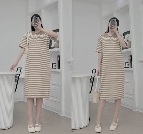 JM Váy len kẻ cổ bẻ vàng(FREESZ 45-70kg)