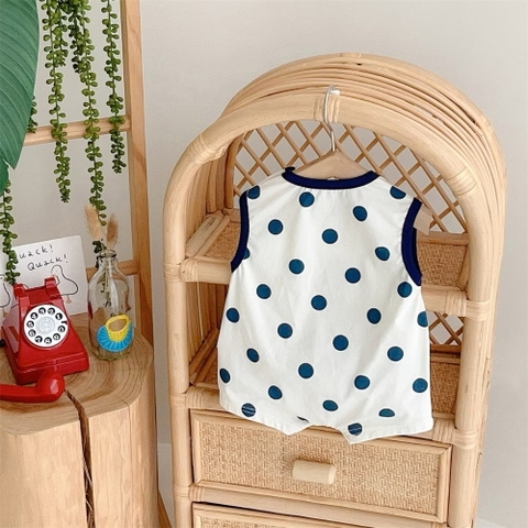 JS - Body sát nách chấm bi xanh hoạ tiết Voi(73,80)