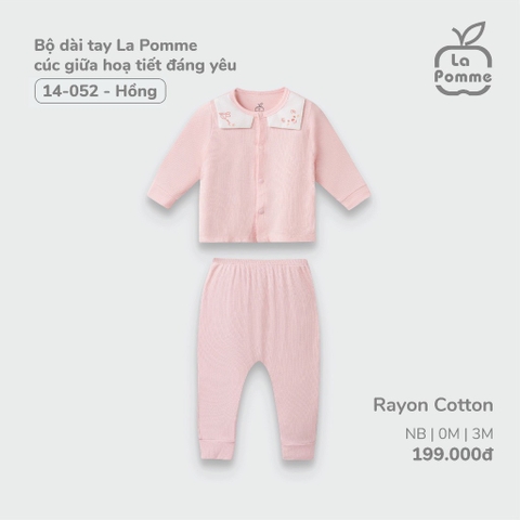 LA POMME Bộ dài tay cúc giữa hoạ tiết đáng yêu(NB-3M)