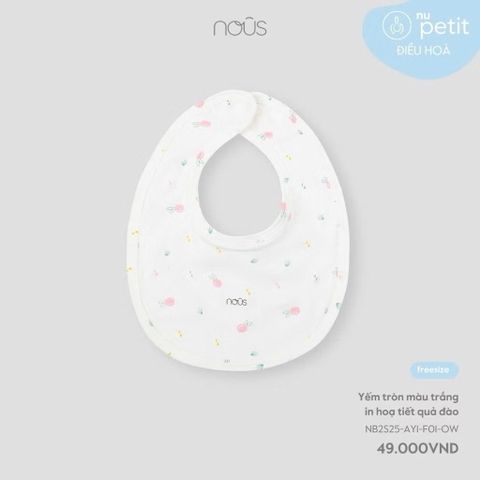 NOUS - Yếm tròn màu trắng in hoạ tiết quả đào