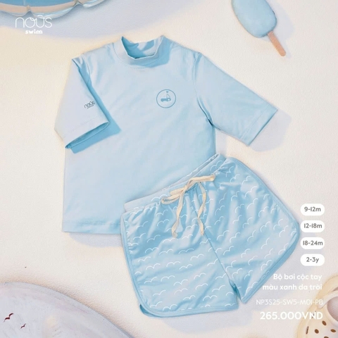 NOUS - Bộ bơi cộc tay màu xanh da trời(9M-2Y)