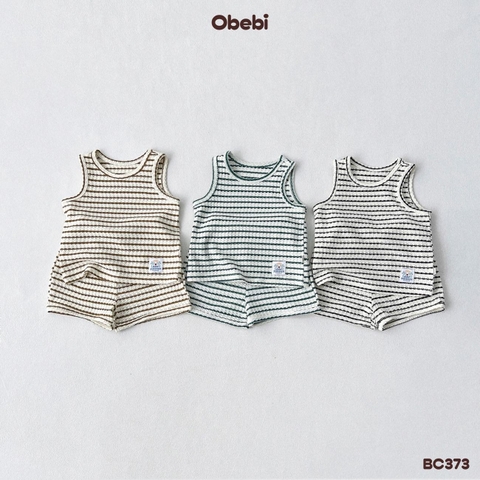 OBEBI - Bộ ba lỗ trẻ em mùa hè họa tiết kẻ ngang OBEBI (73-120)