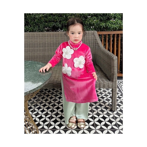 MT Áo dài nhung đính hoa trắng(1-7)