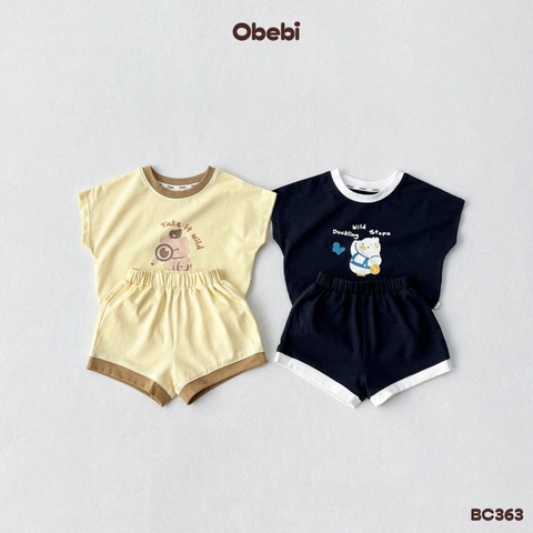 OBEBI - Bộ cộc mùa hè phối viền in hình thú OBEBI (73-120)