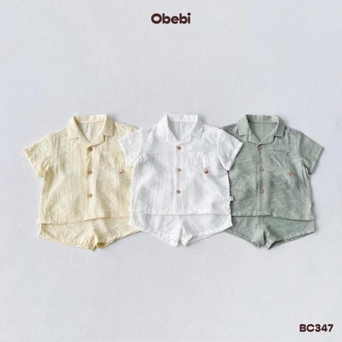 OBEBI - Bộ sơ mi đũi thêu cua nhỏ OBEBI (73-120)