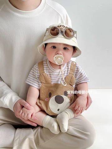 JS - Body gải yếm áo kẻ nâu mặt gấu(66-80)