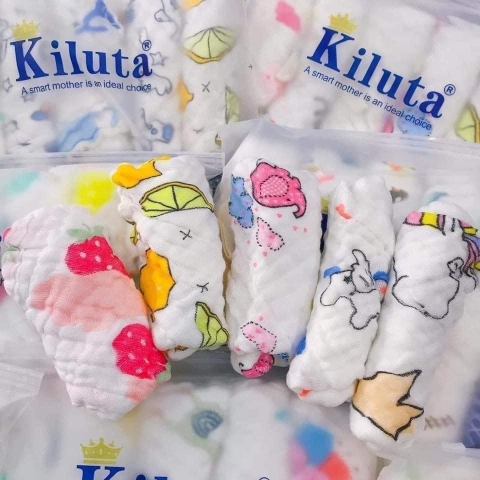 KILUTA - SET 5 KHĂN XÔ 6 LỚP ORAGANIC BW