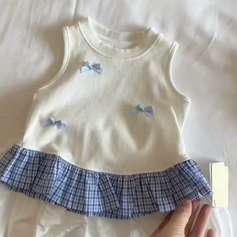 TL - Áo thun đính nơ vạt phối xoè(80-130)