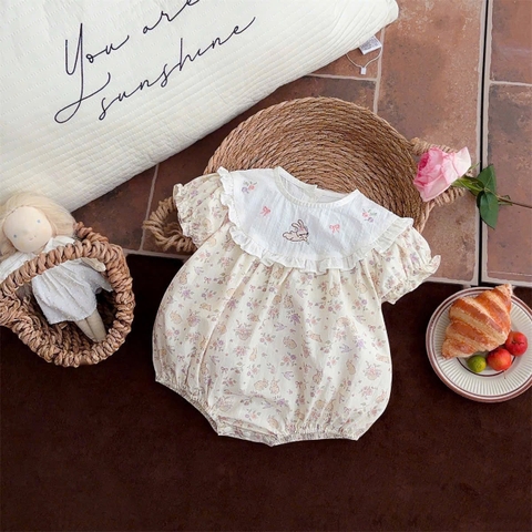 JS - Bodybe hoạ tiết thỏ hoa cổ yếm trắng(66-80)