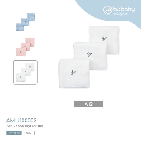 BUBABY - Khăn sữa Muslin Pack 3 Freeize