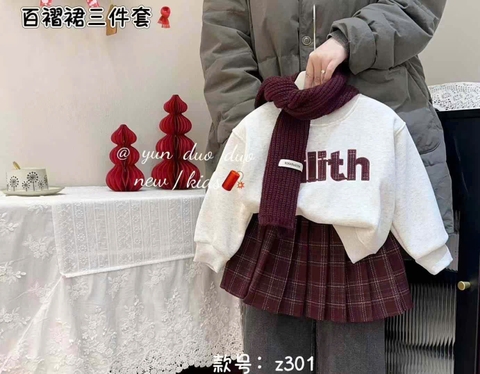 MT - Set qáo nỉ+chân váy đỏ(5-13)