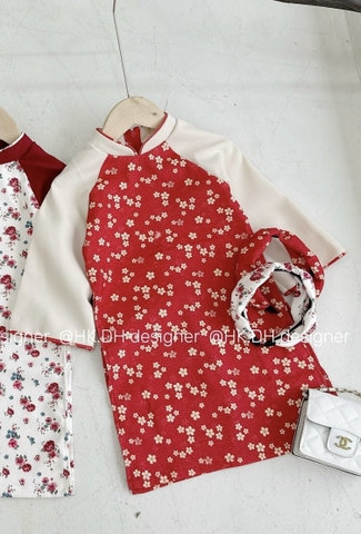 MT Áo dài đỏ hoa cam(80-130)