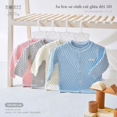 HRNEE - Áo len sơ sinh cài giữa dệt 3D(0-9M)