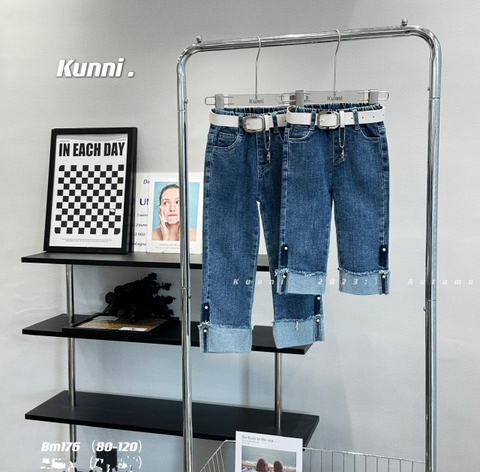 MT Quần bò sắn gấu đính ngọc trai (S80-120)