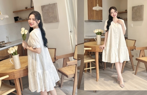 JM - Váy bầu ren trắng đuôi cá(S-L)