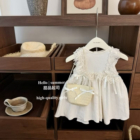 TL - Váy trắng ren kèm túi (80-130)