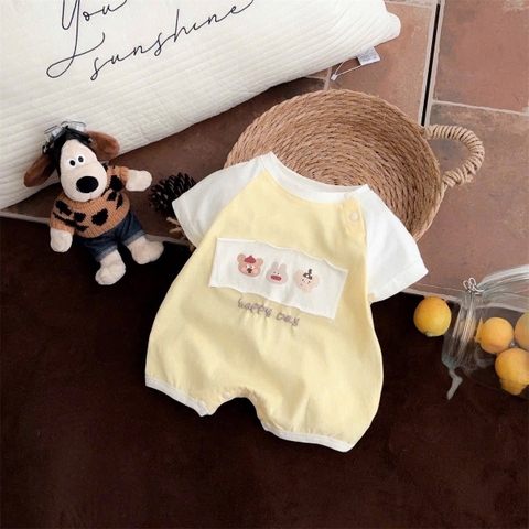 JS - Body cotton vàng tay trắng 3 Gấu(66-80)