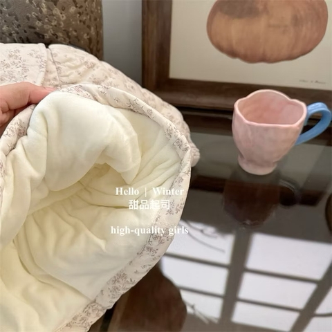 SL - Áo khoác hoa nhí lót nỉ cúc tim(80-100)