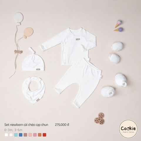 COOKIE Set cài chéo cạp chun(0-6M)
