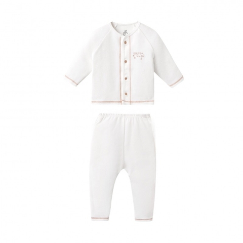 LA POMME Bộ dài tay cúc giữa phối màu(NB-3M)