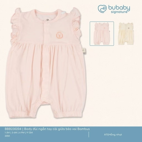 BUBABY - Body đùi ngắn tay cài giữa bèo vai BAMBUS (1-12M)