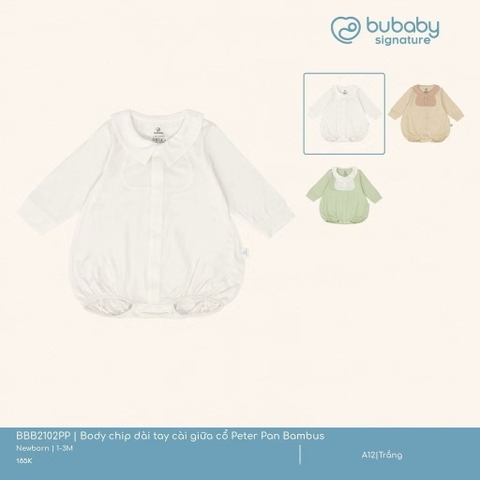BUBABY - Body chip dài tay cài giữa cổ Peter Pan Bambus(NB-3M)