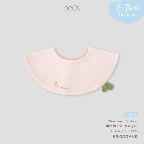NOUS - Yếm tròn màu hồng đính lá mầm trang trí